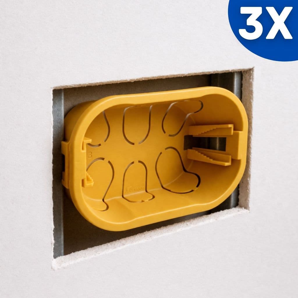 3 Unidades de Caixa 4x2 DRYWALL de Embutir com Fixador de Conduíte Amarelo Stilus