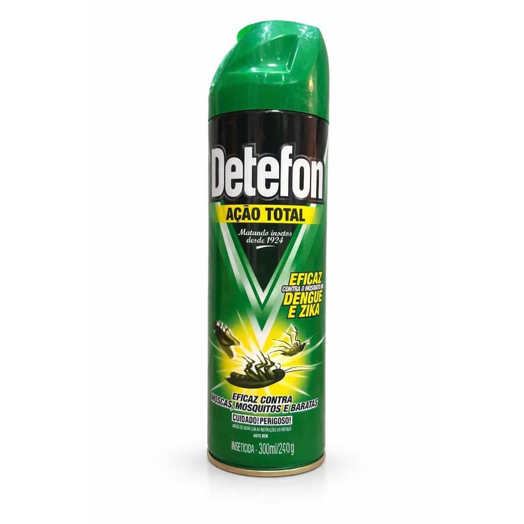 Detefon Spray Ação Total 300ml Inseticida Multiuso Eficaz Contra o Mosquito Da Dengue e Zika Baratas