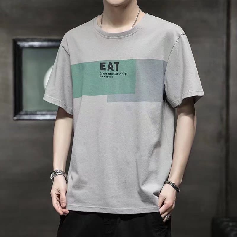 Camiseta masculina de manga curta roupas de verão 2026 novo estilo camiseta masculina solta em torno do pescoço meia man