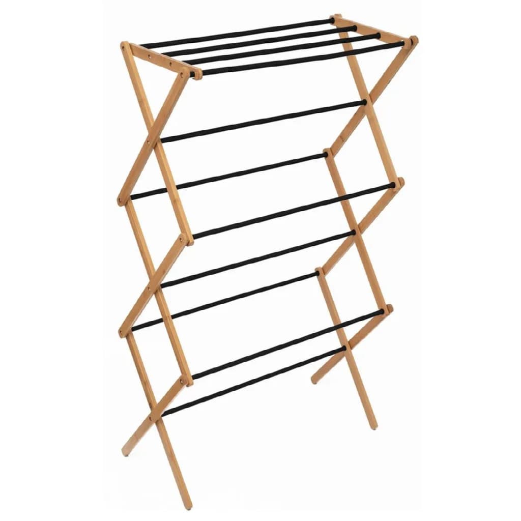 Varal Vertical Dobrável 3 andares bambu c/ hastes metálicas Preto - Oikos