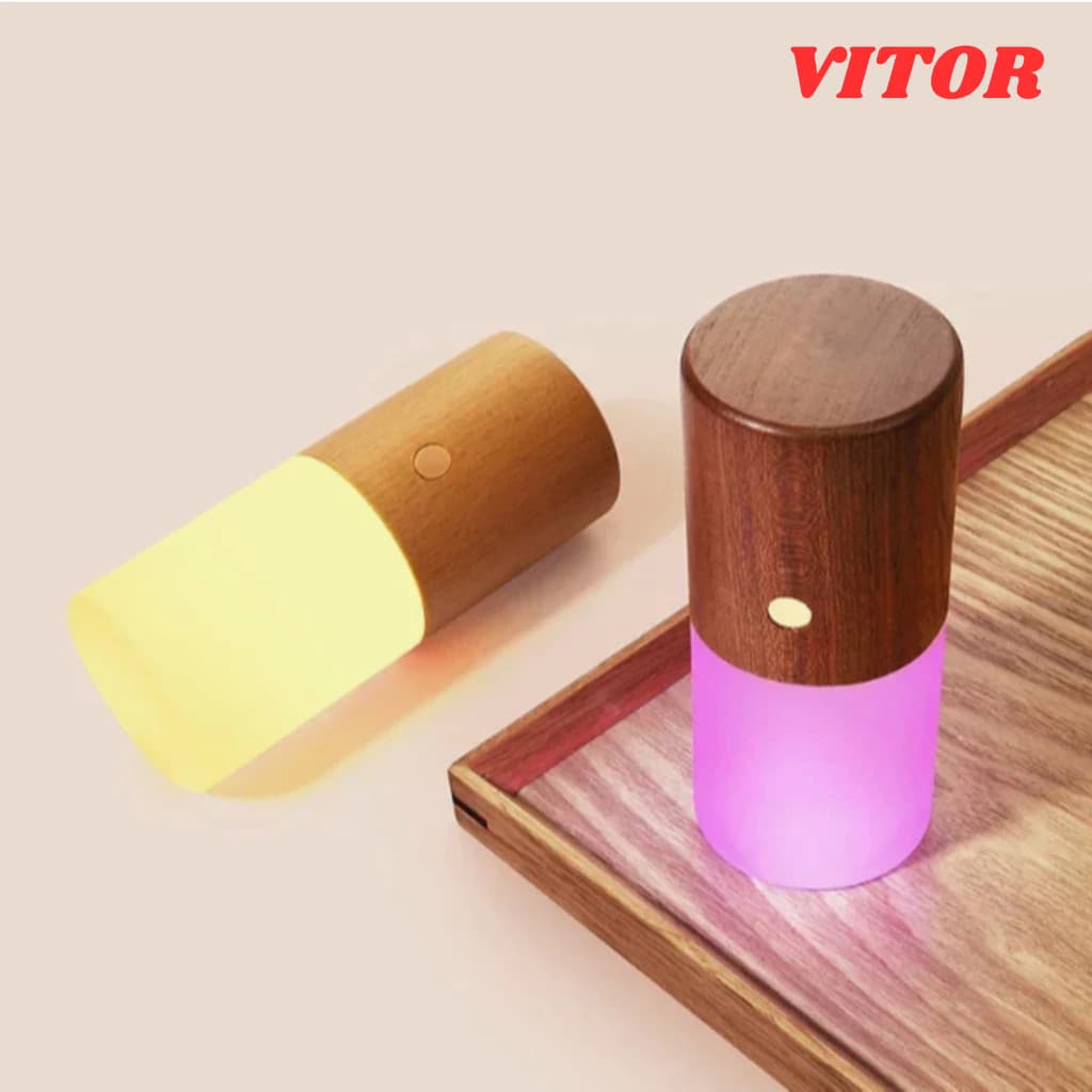 Luz Noturna de Madeira com Cores Variadas Elegante Portátil Inteligente VITOR