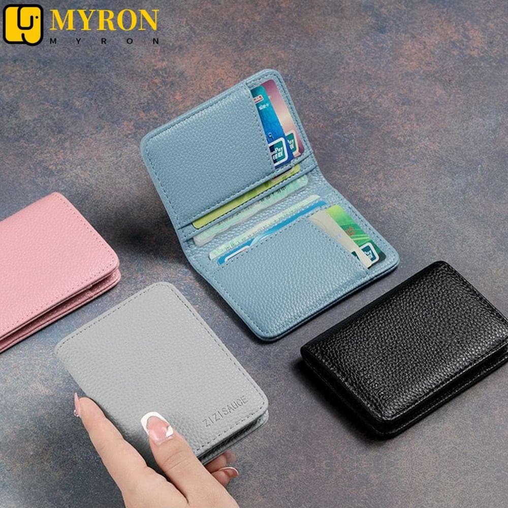 Porta-Cartões MYRON1 , Cartão De Cor Sólida Com Slot Para Vários , Bolsas Universais De Couro PU Homens E Mulheres
