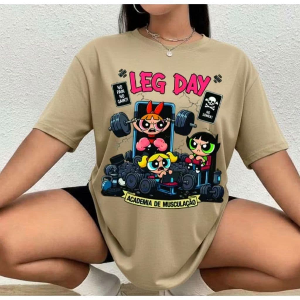 Camiseta Tshirt 100% Algodão Treino Academia Musculação Fitness  Meninas super poderosas
