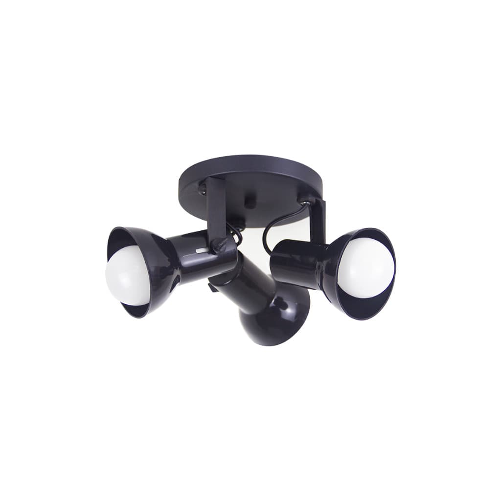 Luminaria de Teto Spot de Sobrepor Triplo 3 Lampadas para Iluminação Preto