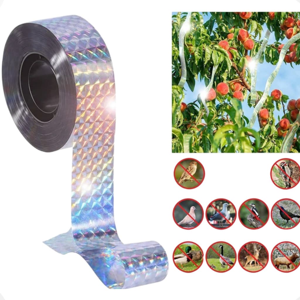 Fita 45 Metros Refletiva Espanta Pássaros Anti Pombos Aves Repelente Brilho Luminoso Jardim Plantas