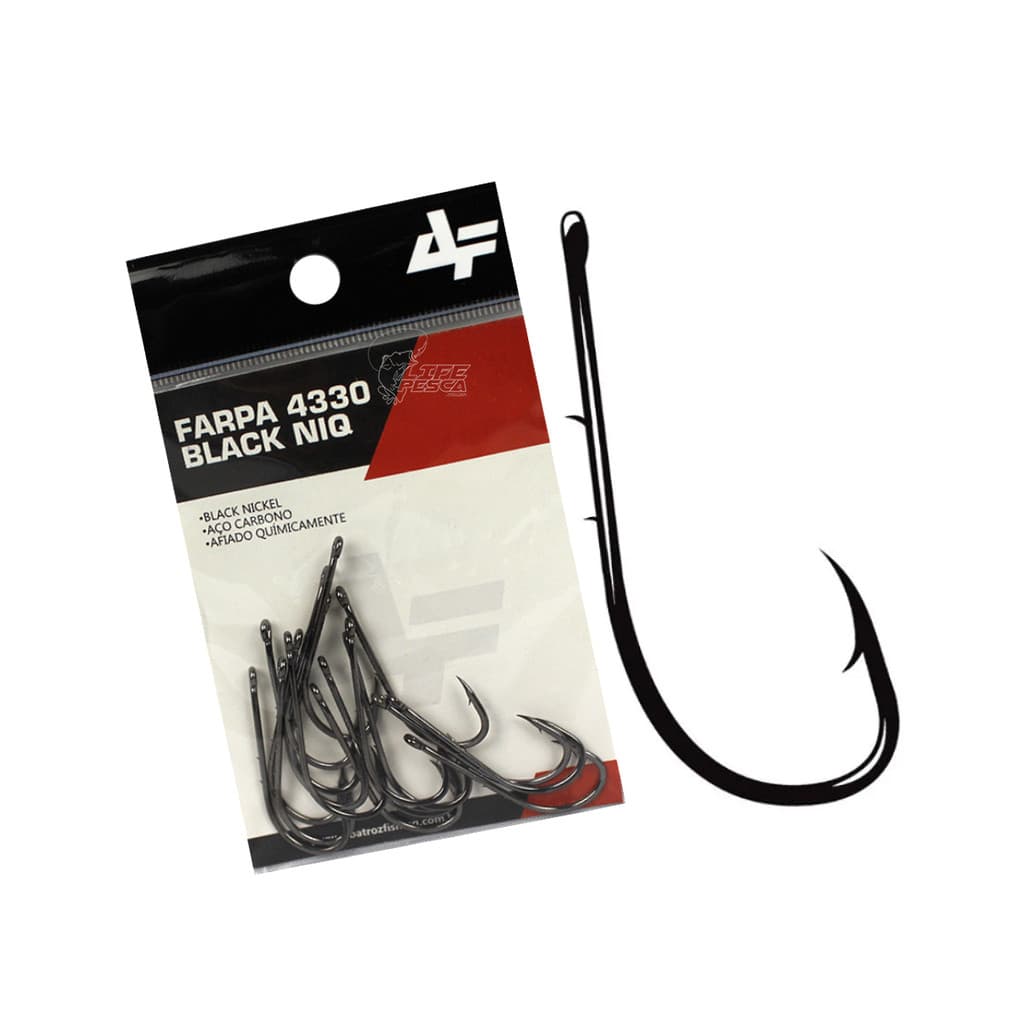 Anzol Albatroz 4330 Black C/ Farpa Nº 4/0 - Cartela C/ 8 Peças