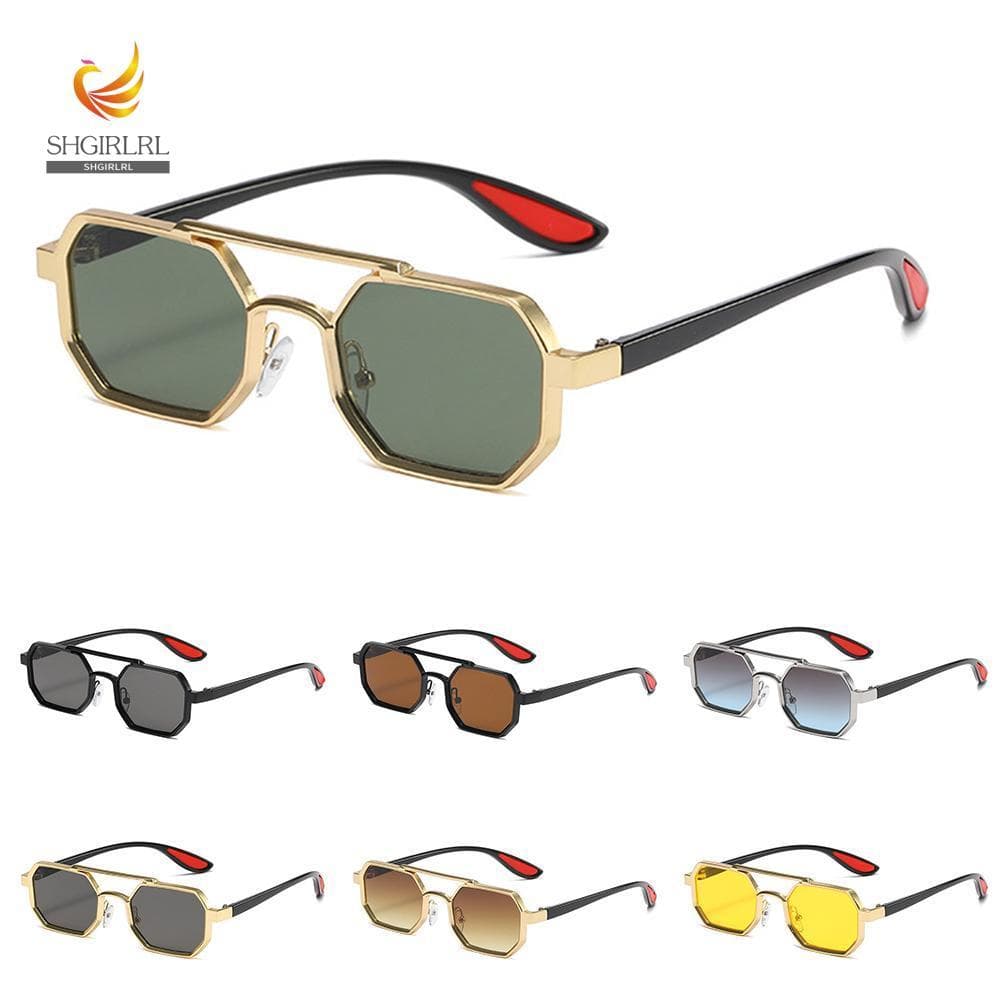 Óculos De Sol Poligonais SHGIRLRL , Masculinos Punk Street Wear Metal UV400