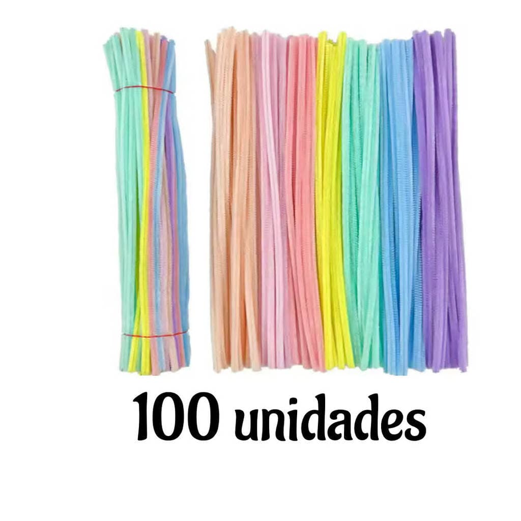 Chenille Haste 100 unidades Tons Pastéis de Poliéster - Limpador de Cachimbo