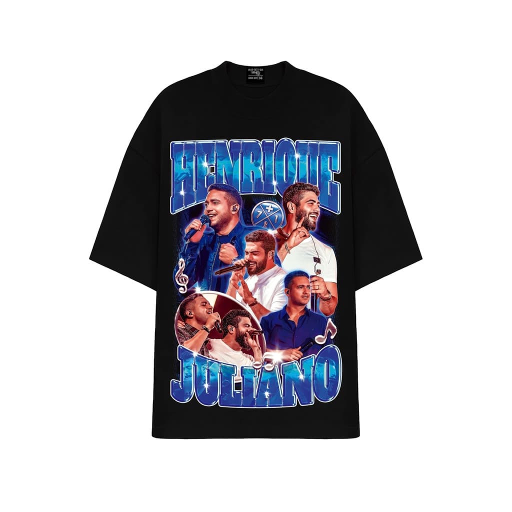 Camiseta Estampada cantor Henrique & Juliano T-Shirt 100% Algodão temos plus size