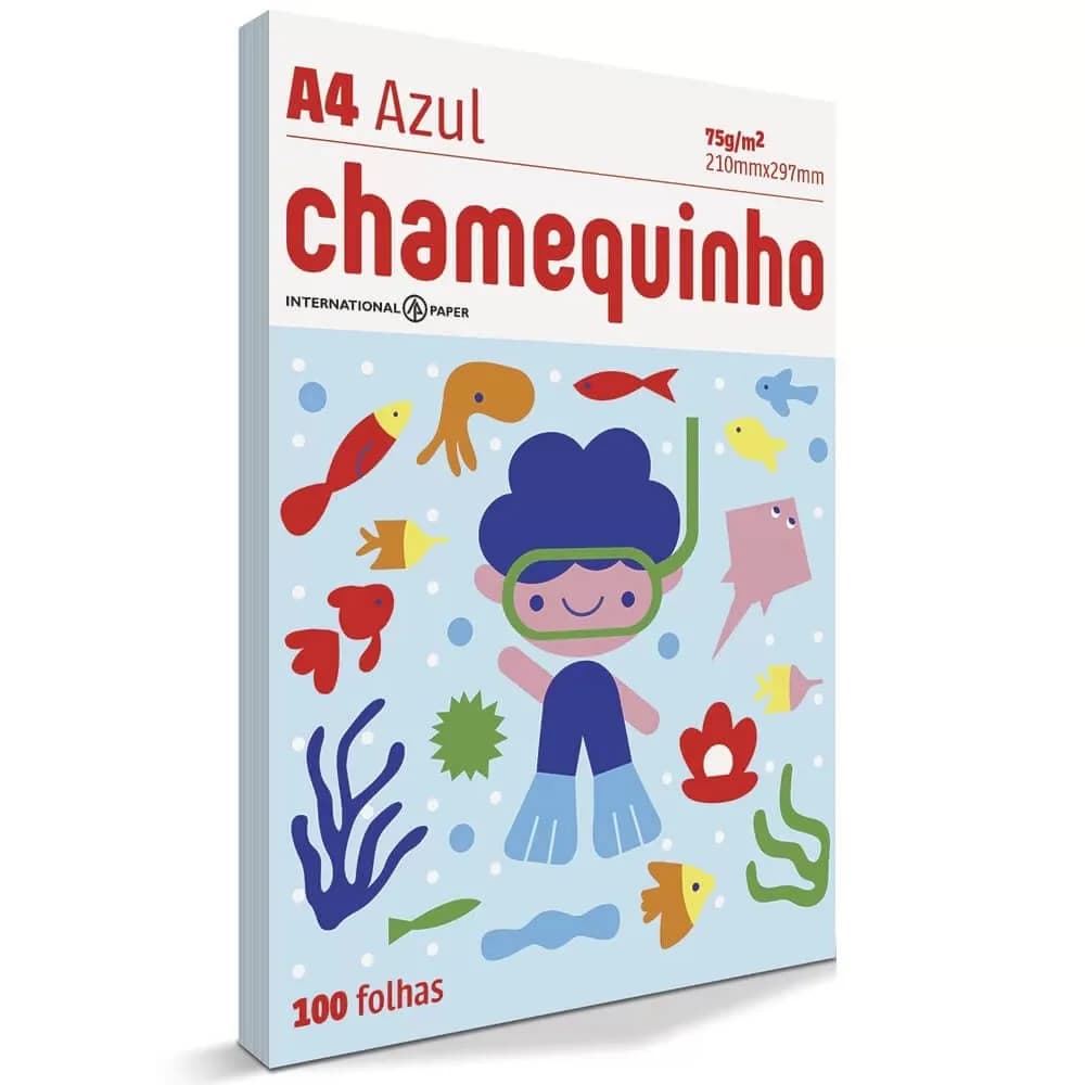 Papel Sulfite Chamequinho Tamanho A4 com 100 Folhas - Azul