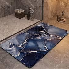 Tapete Retangular Banheiro Antiderrapante Carpete Absorve Macio Pisa Decoração Porta Banheiro