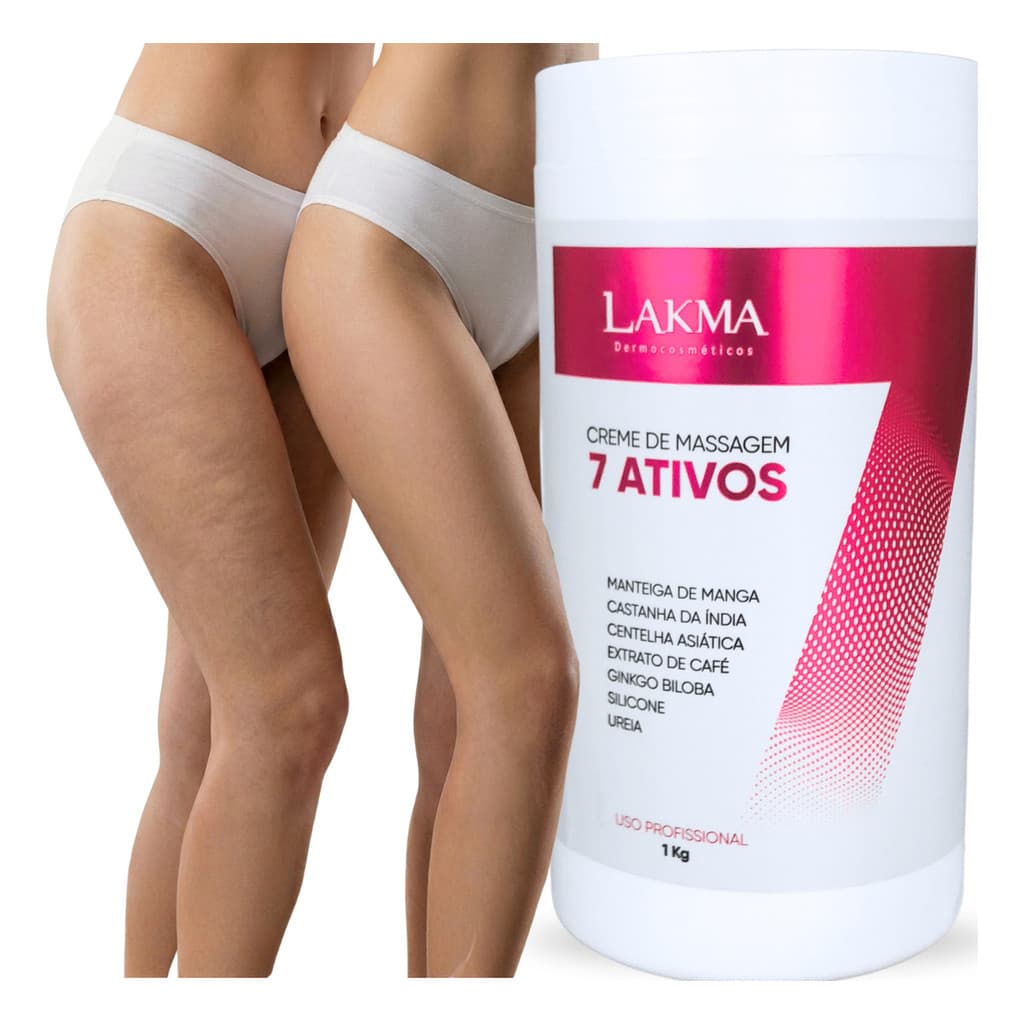 CREME 7 ATIVOS MASSAGEM CORPORAL LAKMA DRENAGEM REDUTOR 1KG