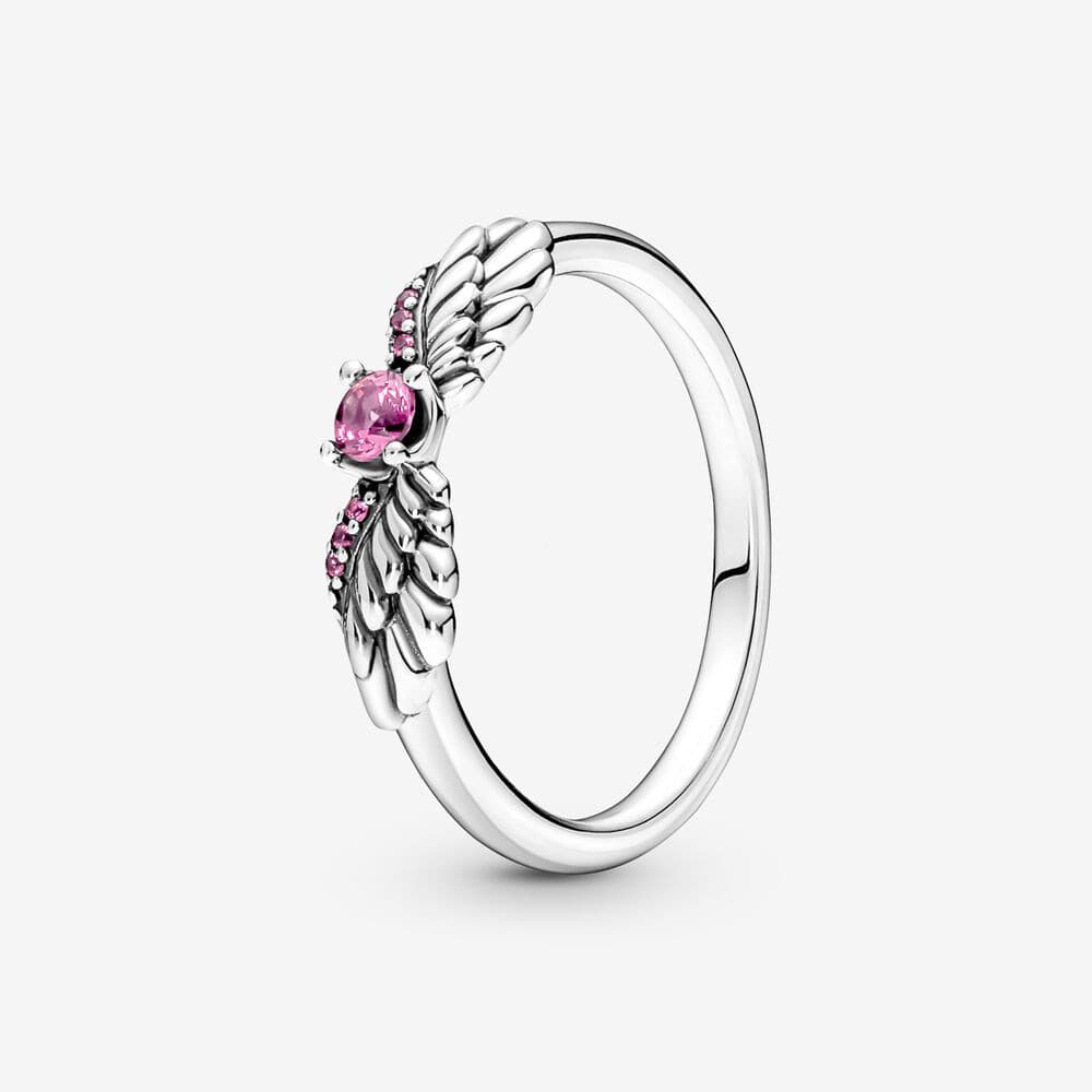 Anel De Asas De Anjo Brilhantes Cristais Rosa Feminino