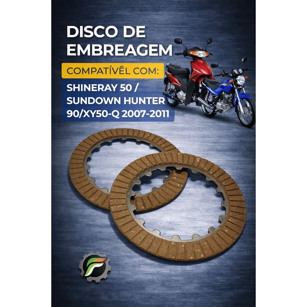 Disco de Embreagem Shineray 50 Phoenix XY50-Q Sundown Hunter 90 2007 a 2011