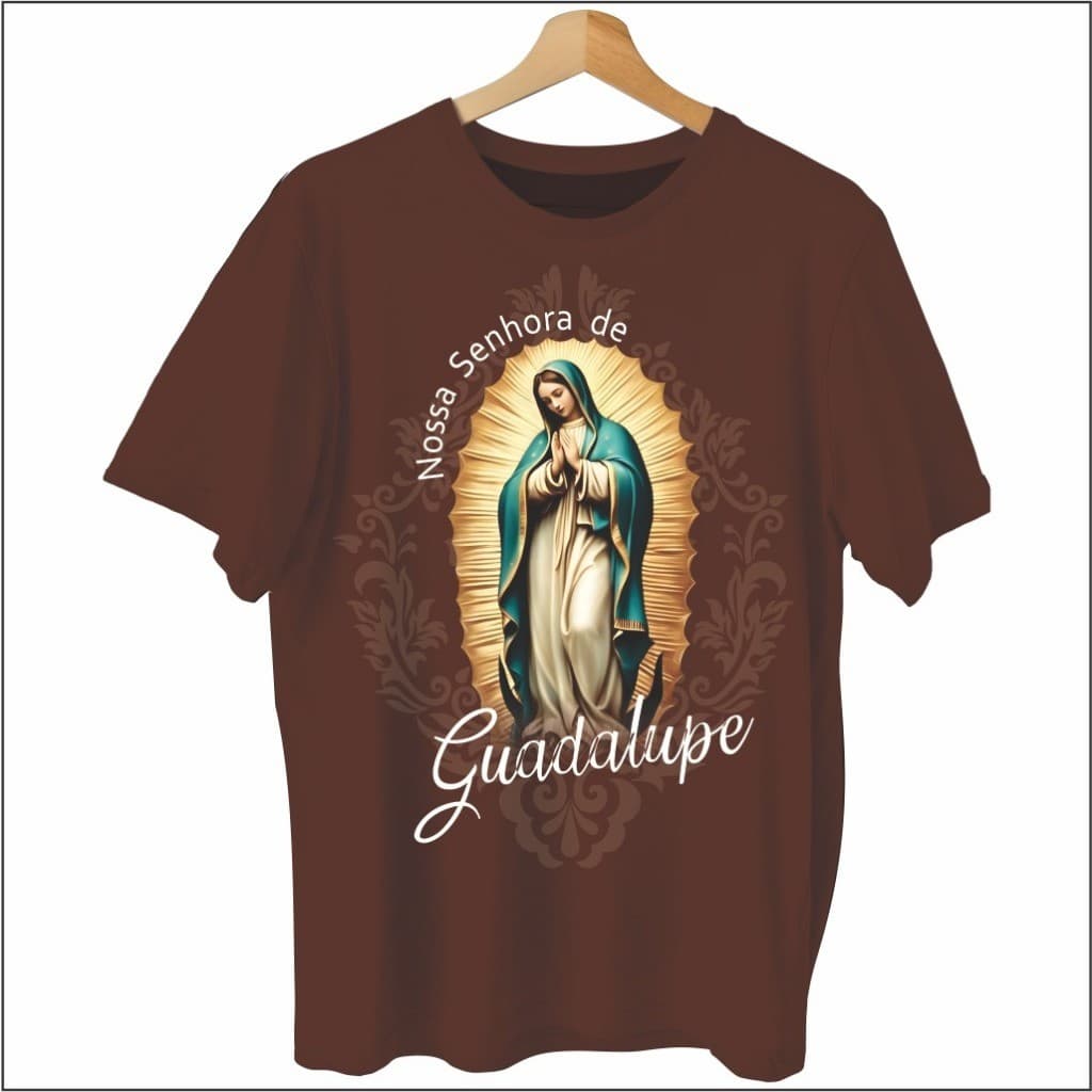 CAMISA NOSSA SENHORA DE GUADALUPE RELIGIOSA  MARROM (02)