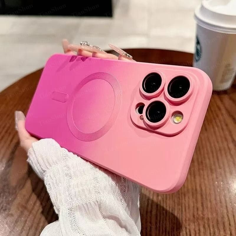 Capa De Telefone De Atração Magnética Gradiente De Silicone Líquido Adequada Para IPhone 17 16 15 14 13 12 11 Pro Max Pl