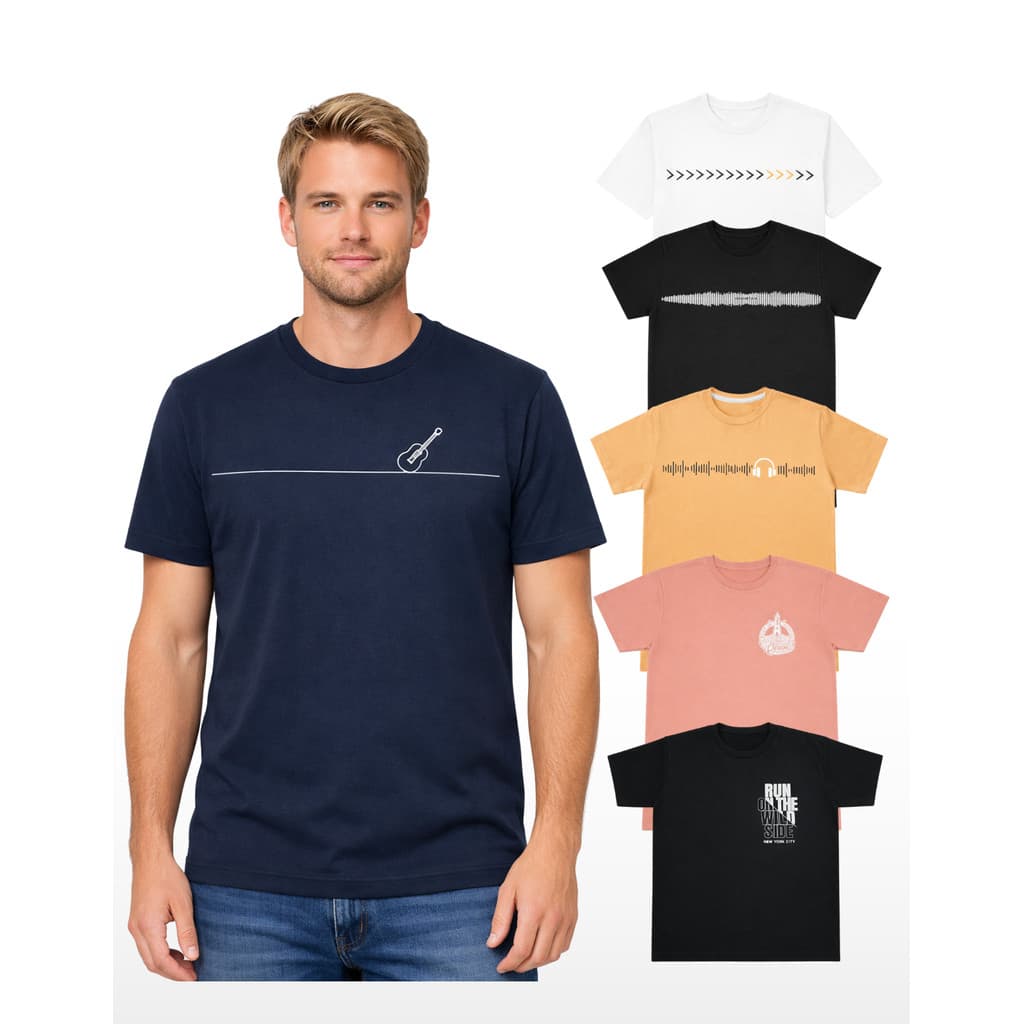Combo 4 Camiseta Masculina Manga Curta T Shirts Minimalista Algodão 30.1 Estilo Clean
