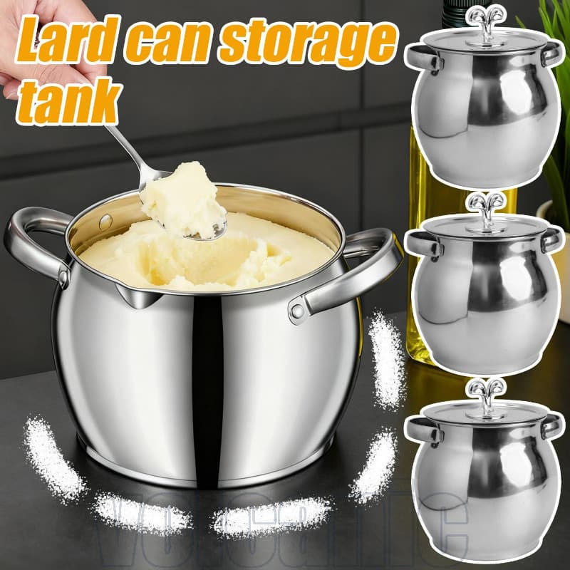 Lata De Armazenamento De Óleo De Aço Inoxidável 1500ML-Filtro De Banha De Cozinha-Grande Capacidade-Pote À Prova De Vaza