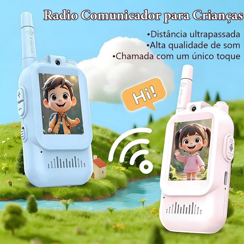 Kit 2 Walkie Talkie Infantil 1000FT , Transceptor De Rádio Para Crianças-Brinquedo Intercom Função De Vídeo