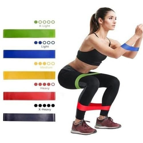 Kit Mini Bands com 5 Faixas Elásticas de Resistência para Treino Funcional Reabilitação Pilates