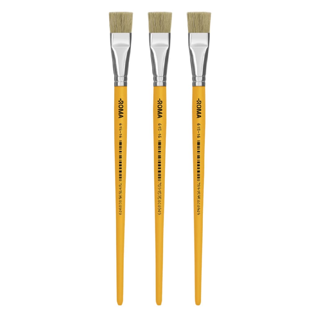 Kit 3 Pinceis Amarelo 615/16 de Artesanato E Pintura Escolar