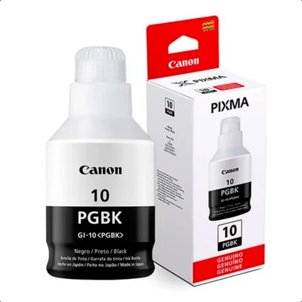 Garrafa Refil de Tinta Original Canon GI-10 Preto Mega Tank G6010 G7010 G5010 GM2010 GM4010 GI-10 PGBK