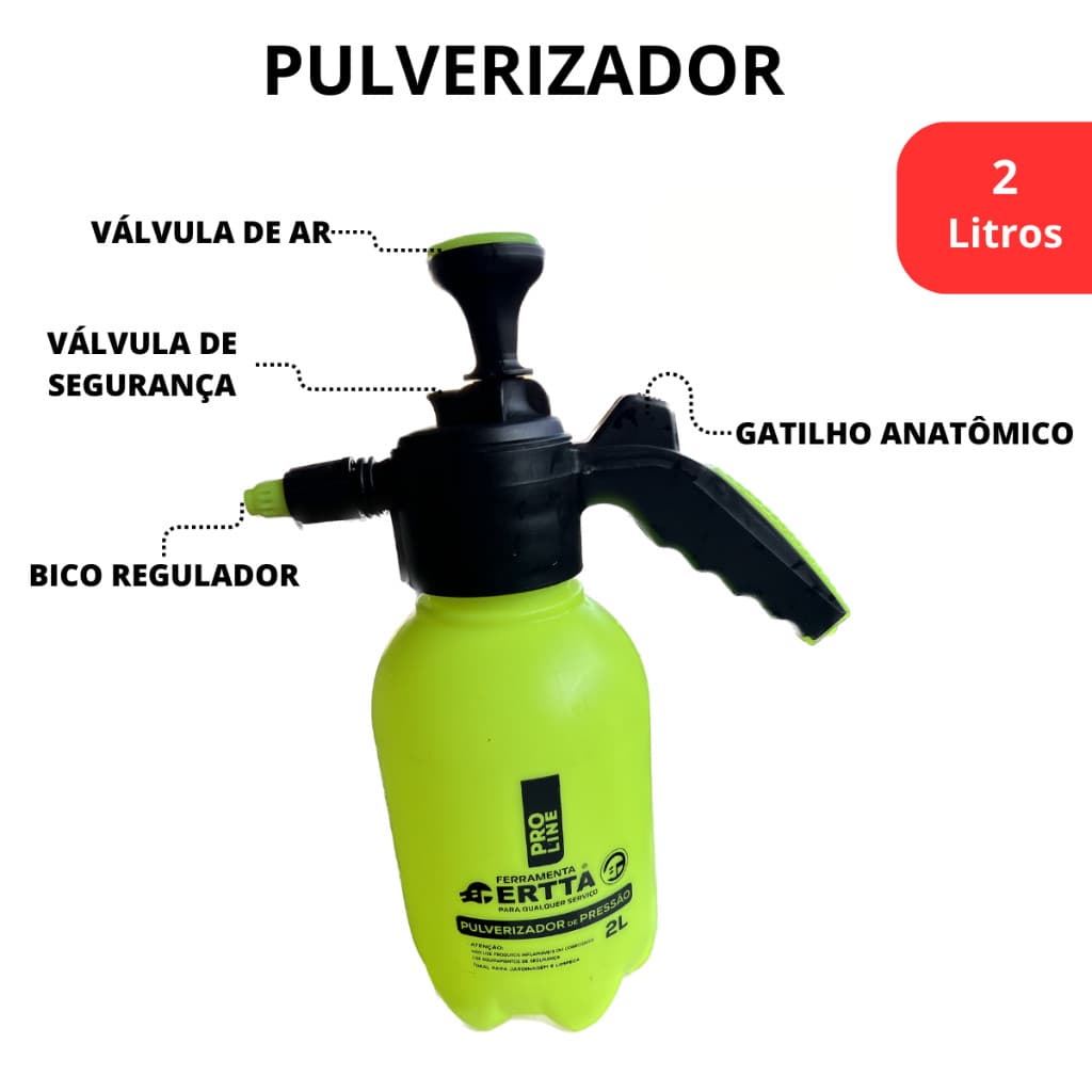 Pulverizador 2 Litros Borrifador Manual Spray Com Valvula Alta Pressão Prévia Para Jardim