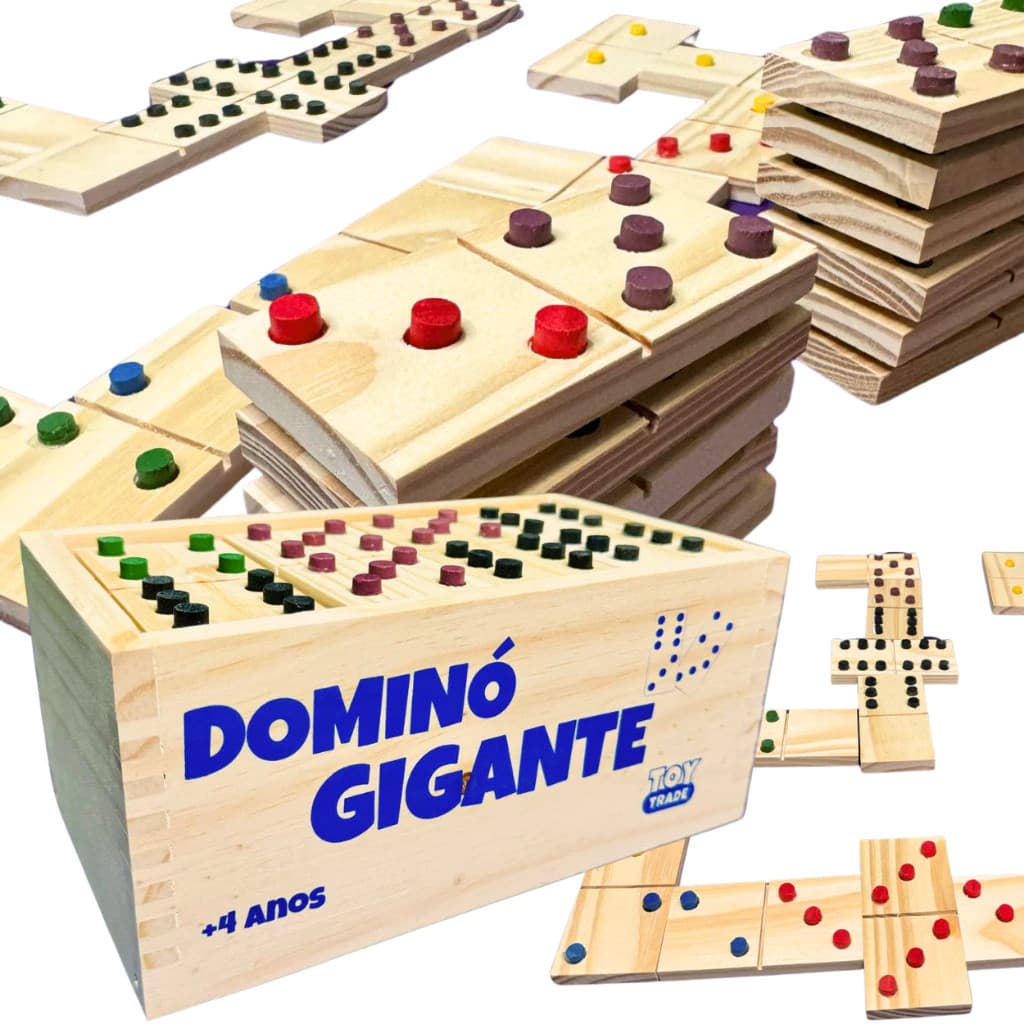 Dominó Gigante em Madeira – Toy Trade Brinquedo Educativo para Coordenação e Concentração