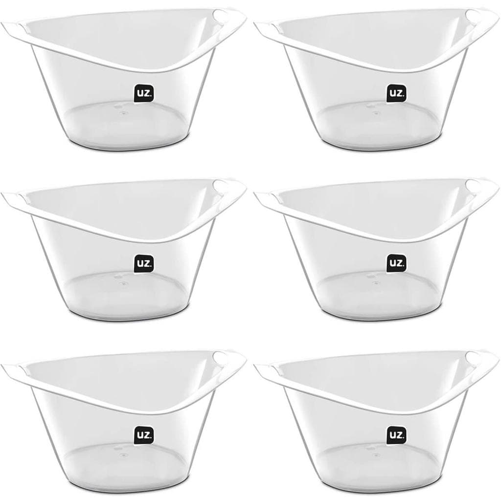 Kit 6 Baldes de Gelo Champanheira 8L Transparente 43x20cm Restaurante Hotel Bar Cerveja Vinho