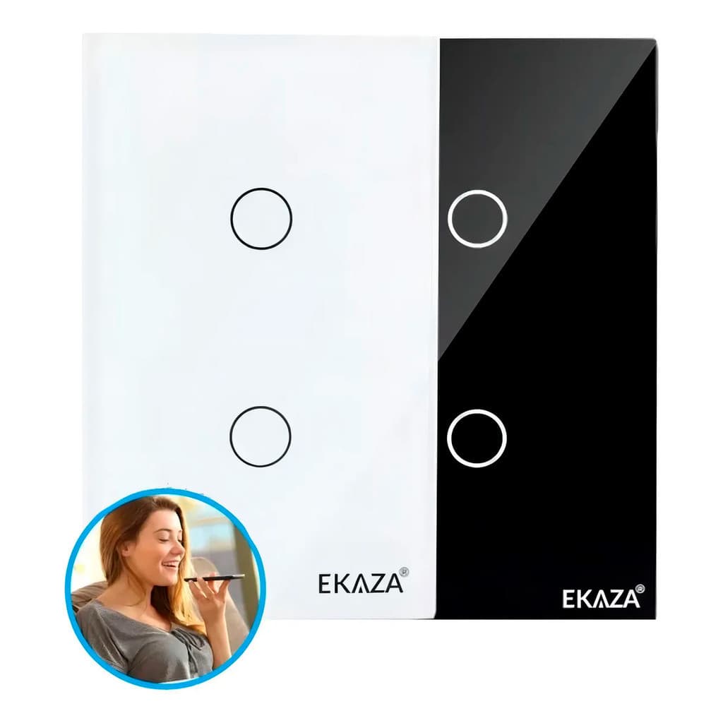 Interruptor Inteligente Wi-Fi Ekaza 2 Teclas Compatível Alexa e Google | Controle por App e Voz