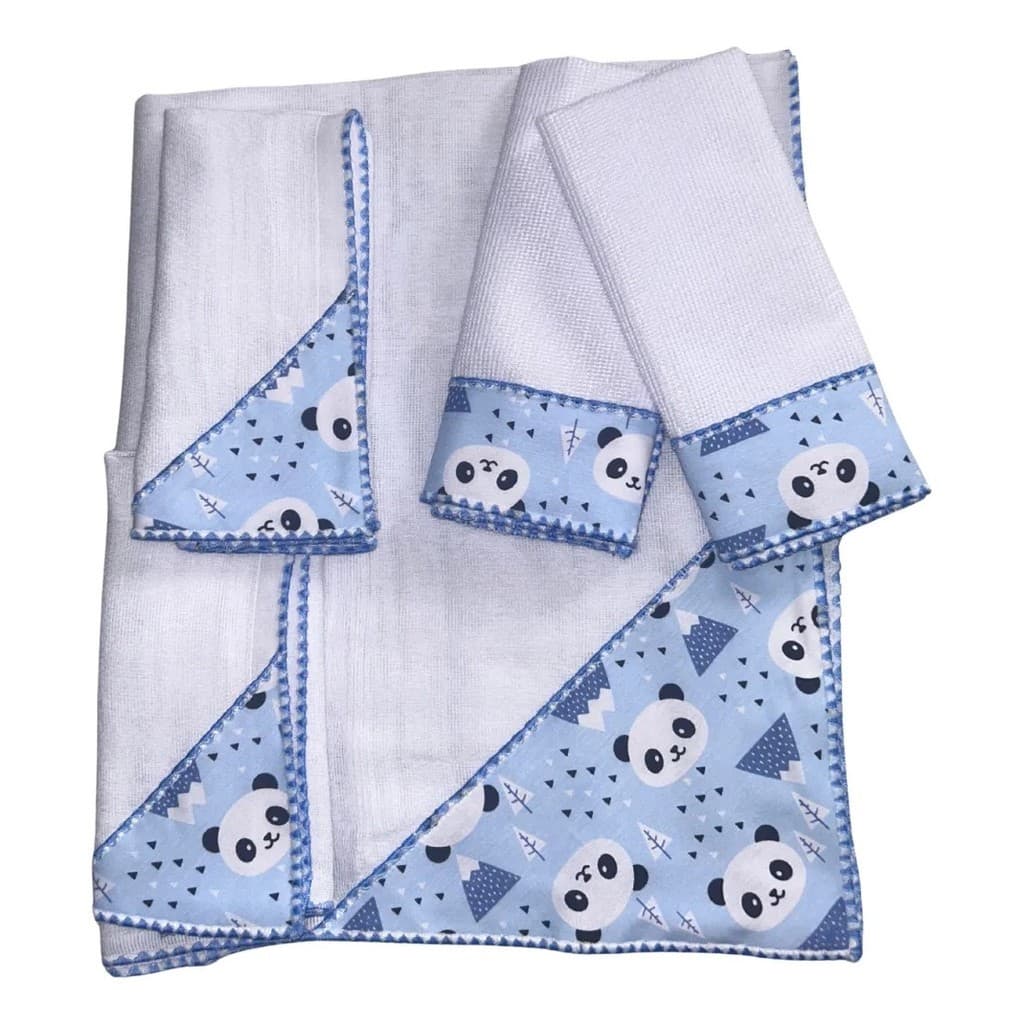 Kit Maternidade 1 manta + 2  fralda de boca + 2 toalhas de ombro em tecido fralda 100% algodão menino menina Estampadas