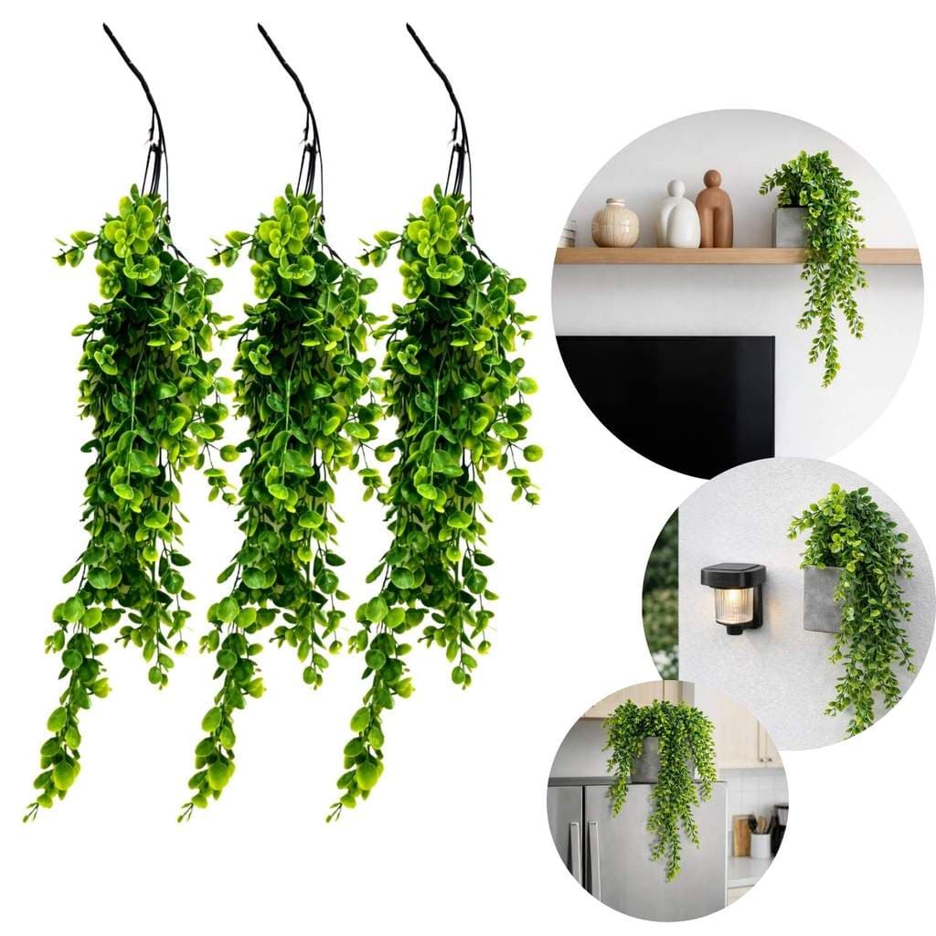 Kit 3 Pendente Buchinho Corrente 75 CM Planta Artificial