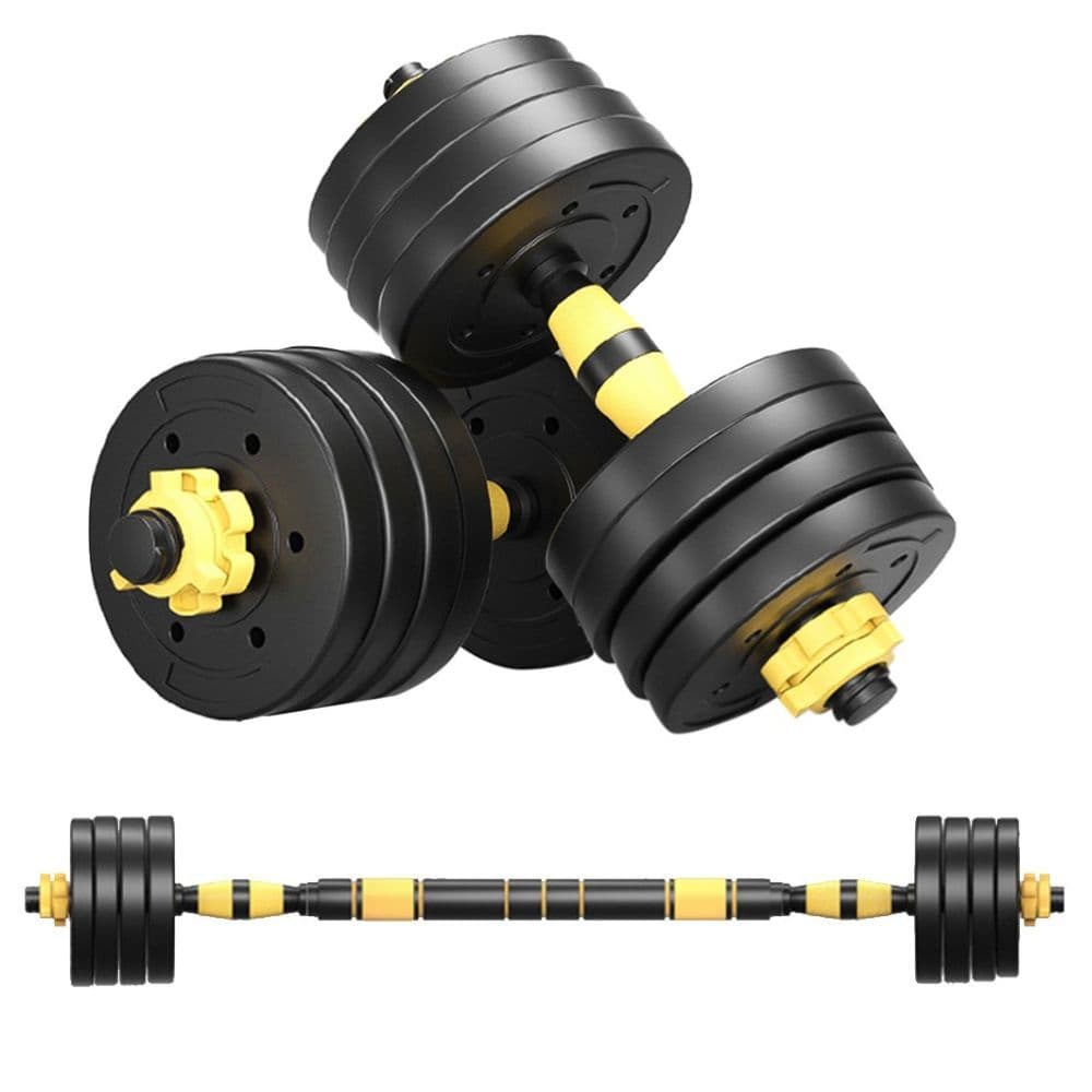 Kit Halteres 3 Em 1 Bonafit Academia Preto E Amarelo Peso Musculação Ajustável 20kg Segurança e Durabilidade + E-book