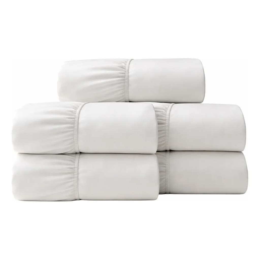 Kit 5 Lençol Casal Branco 400 Fios Com Elástico Avulso para Cama Hotel Pousada