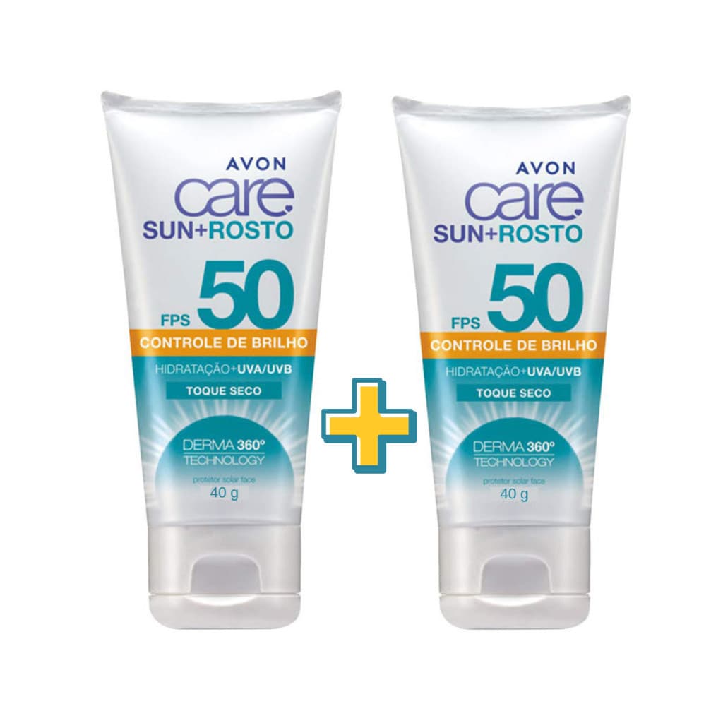 Kit Protetor Solar Facial Toque Seco Controle de Brilho FPS 50 Avon Care Sun 40g Rosto (2 Unidades)
