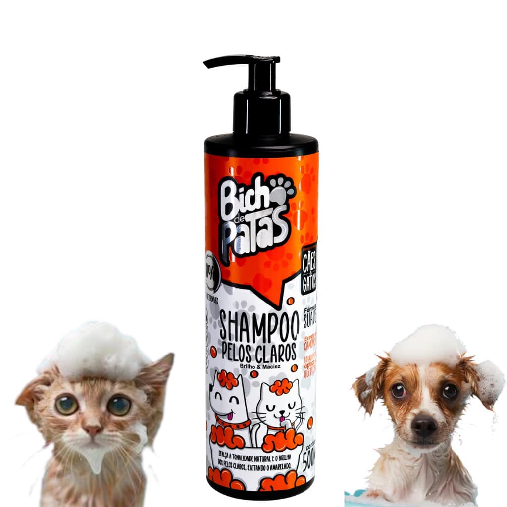 Kit 2 Shampoo 2 Condicionador Pet Pelos Claros Brilho Maciez