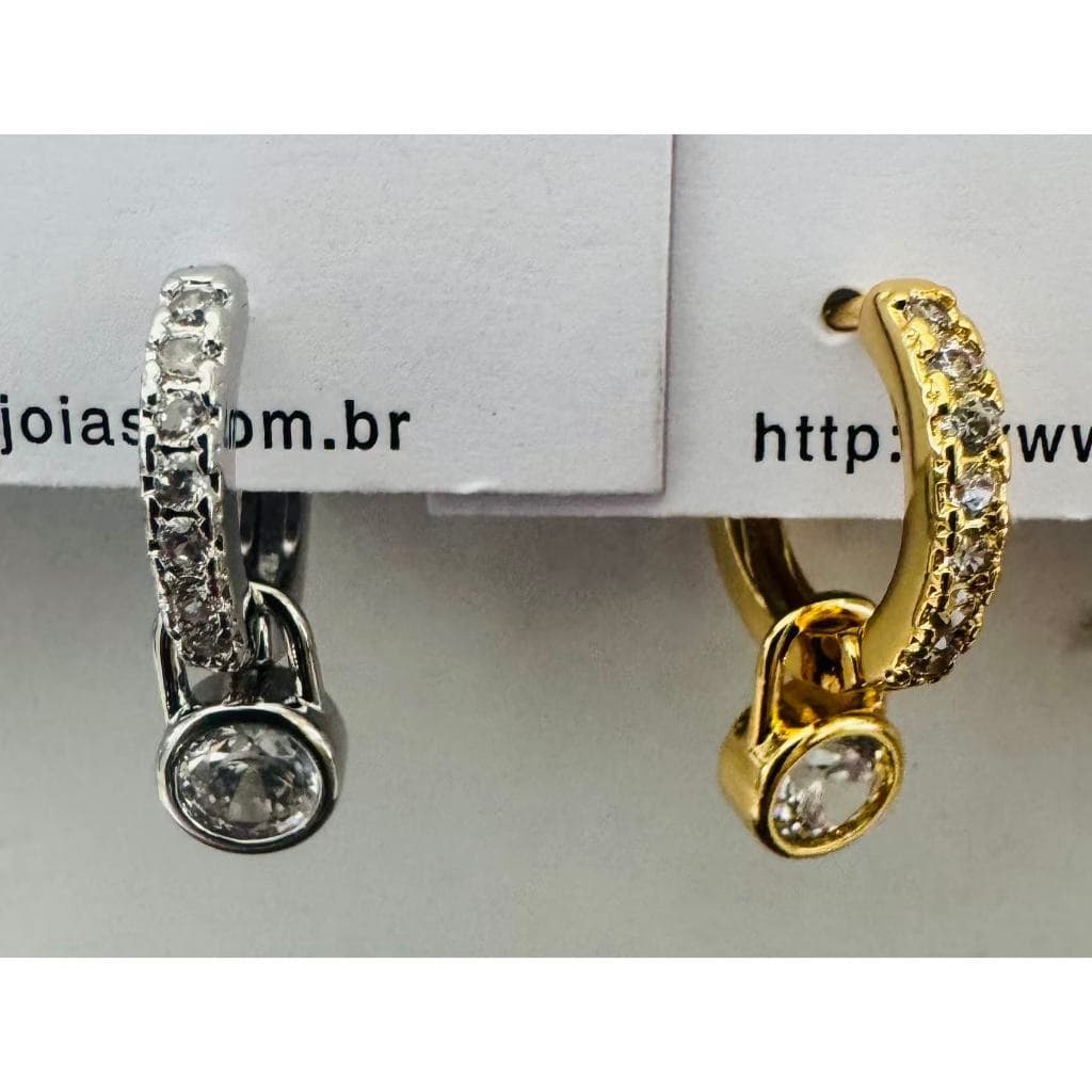 Brinco  61# Feminino Casual Dourado Prata Blogueira Brilhante Zircônia Elegante