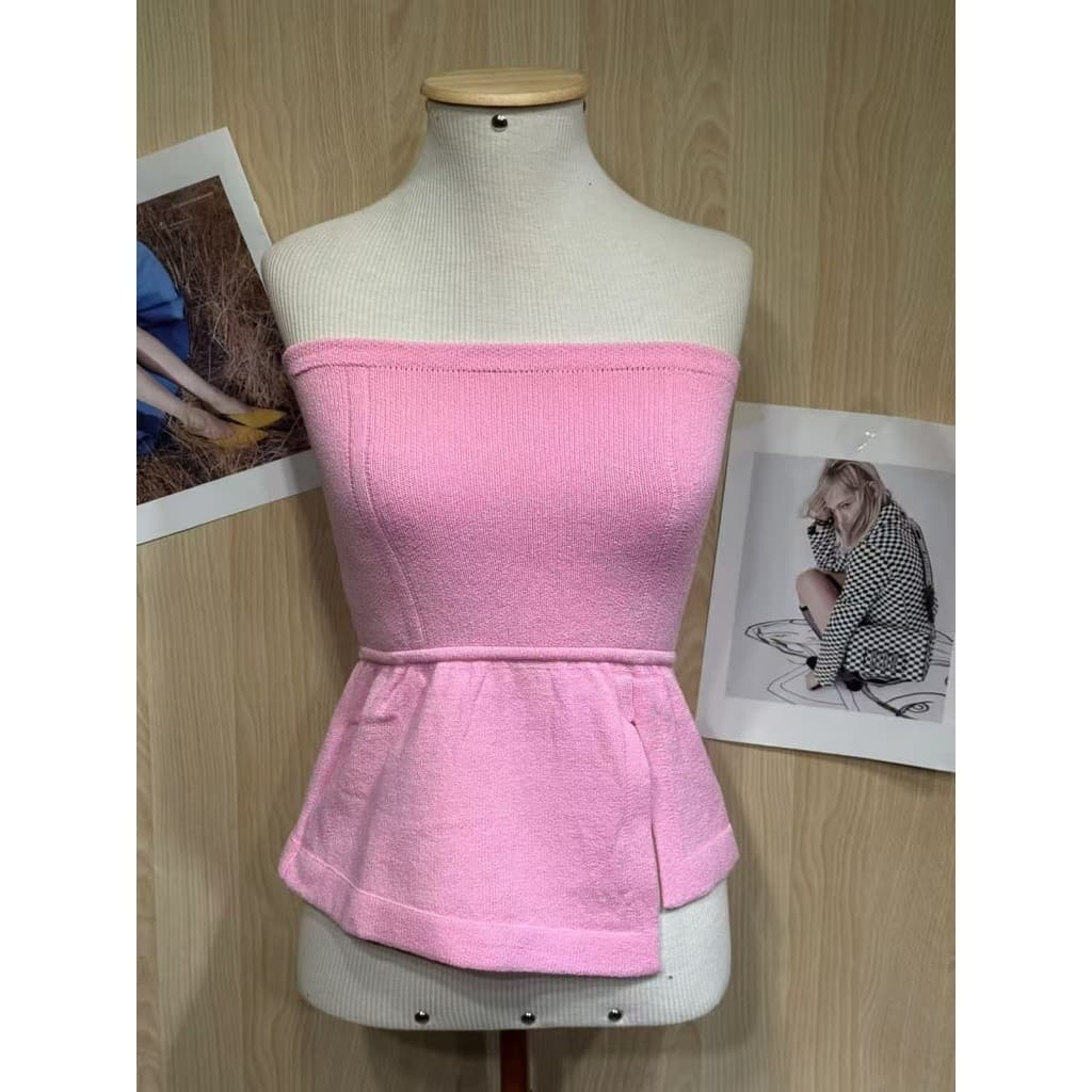 Blusa Modal Peplum Tecelada Sem Alças