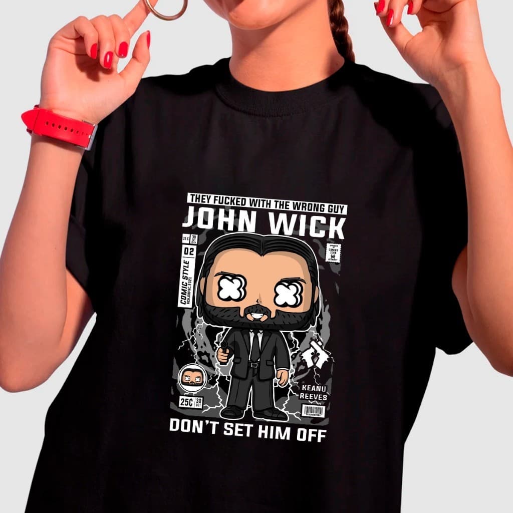 Camiseta 100% Algodão John Wick Digital Art Estampada Unissex Masculina Feminina DTF