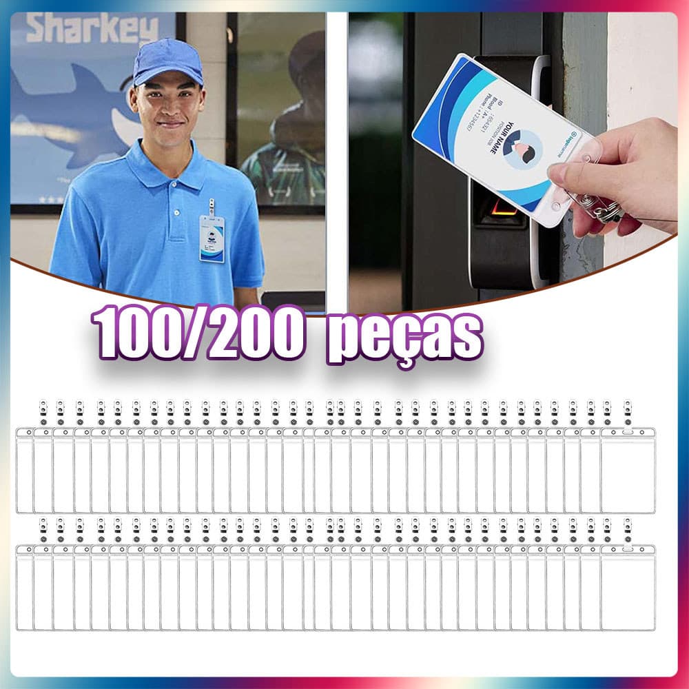 100/200 peças porta-cartões à prova d'água com clipe de Metal porta-cartões transparente em PVC porta-crachá para cartão