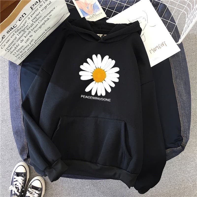 Moletom Canguru Feminino Com Capuz e Cordão Bolso Moletons Unissex / Flores Margaridas