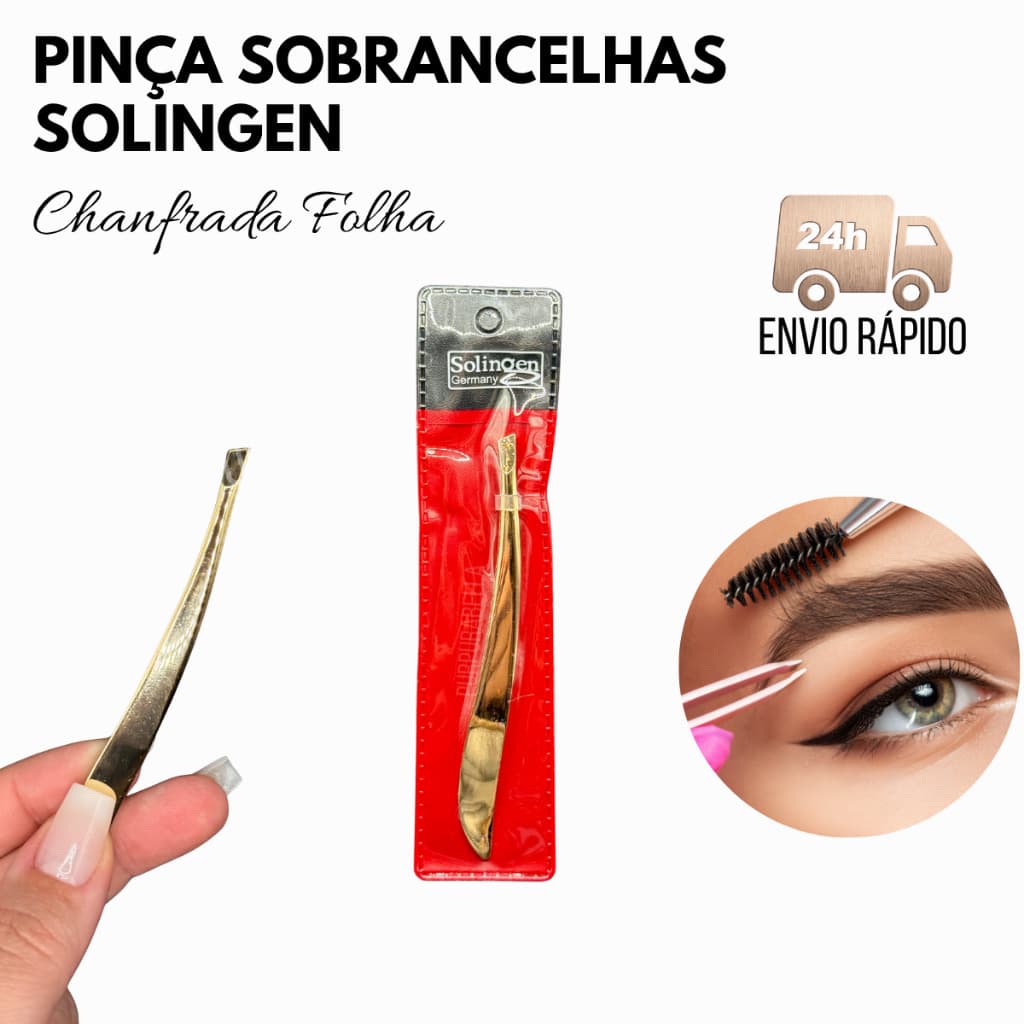 Pinça Chanfrada Folha Solingen Para Designer De Sobrancelhas Profissional Escolha a Quantidade no Brasil
