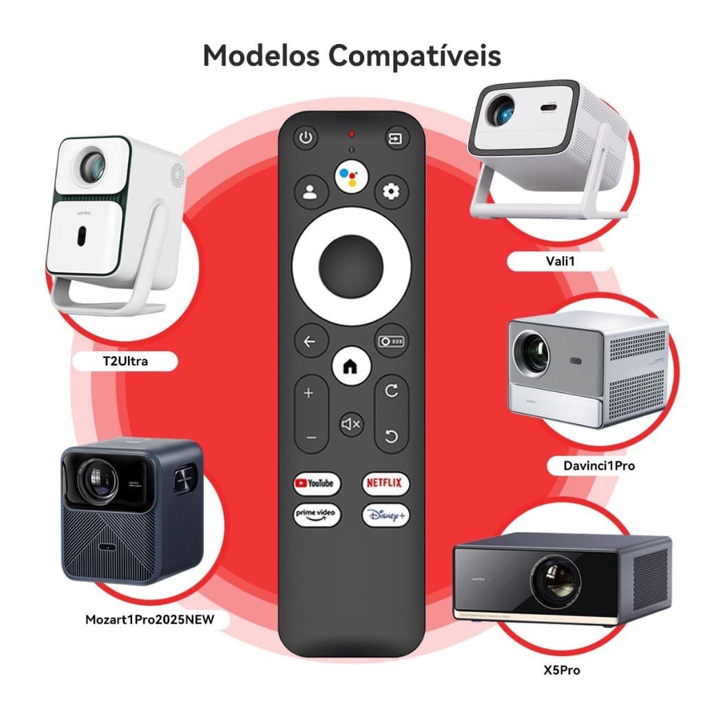 Wanbo Projetor Controle Remoto IR+Bluetooth Para T2 Ultra/Vali 1/X5 Pro/Mozart1Pro 2025NEW Google Assistente