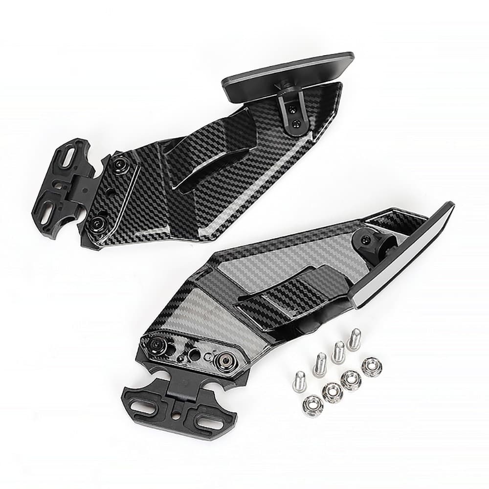 Universal Estilo De Fibra Carbono Ajustável Asa Lateral Spoiler Carenagem Com Espelhos Retrovisores Para Honda Kawasaki