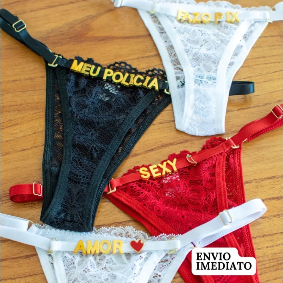 Calcinha Personalizada Com Nome ou Palavras Momento Especial Tanga Sensual Com Regulagem