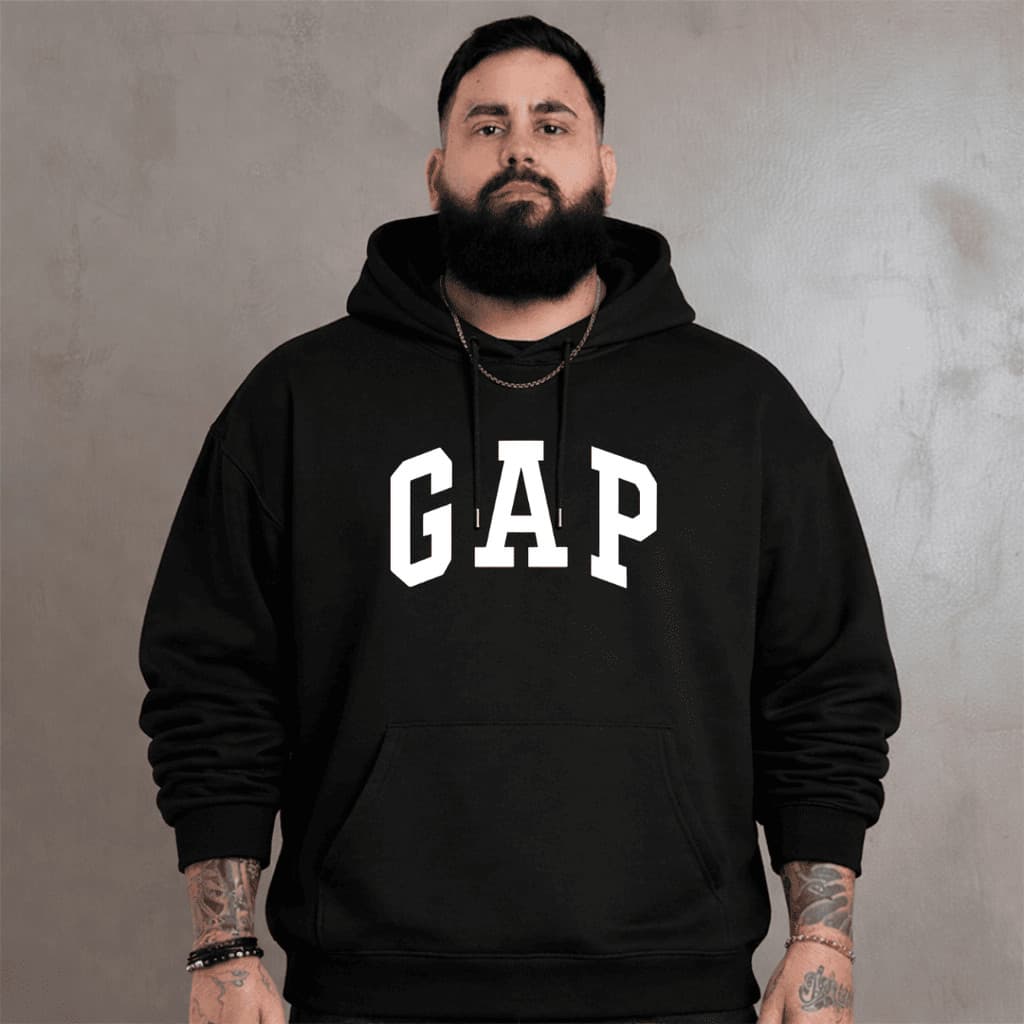 Moletom Masculino Plus Size Estampado Moletom de Frio Com Capuz e Bolso Casual