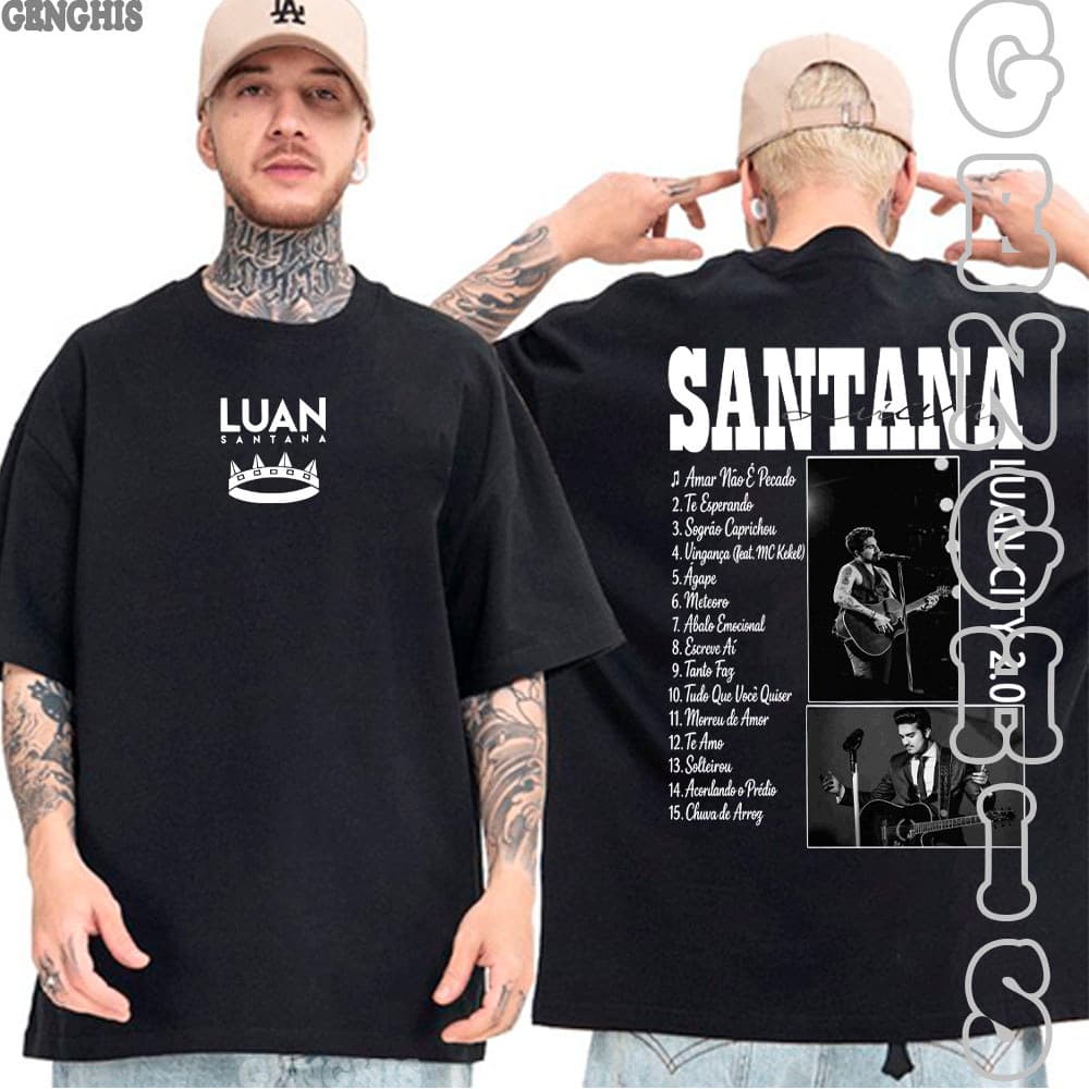 Camiseta Luan Santana Fã Musicas Album Fãs Luanete Cantor Sertanejo Camisa Basica e Oversized Algodão