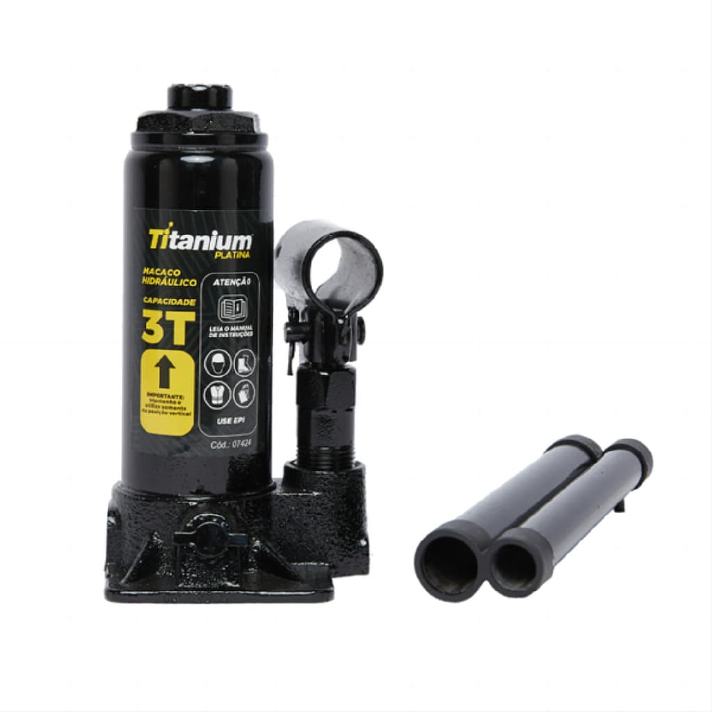 Macaco Hidraulico Tipo Garrafa 03 Toneladas Marca Titanium
