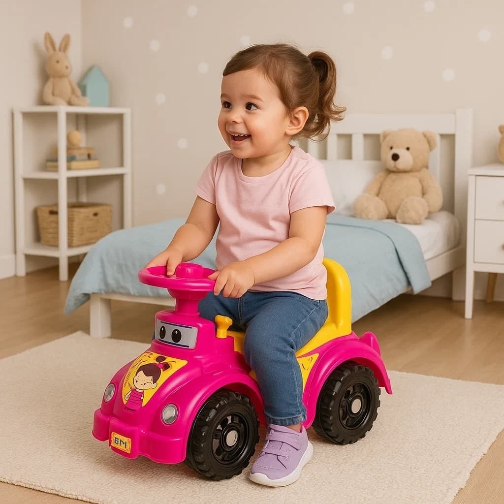 Carrinho Andador Buzina Motinha Empurra Triciclo Quadriciclo Brinquedo Crianca Passeio Diversao