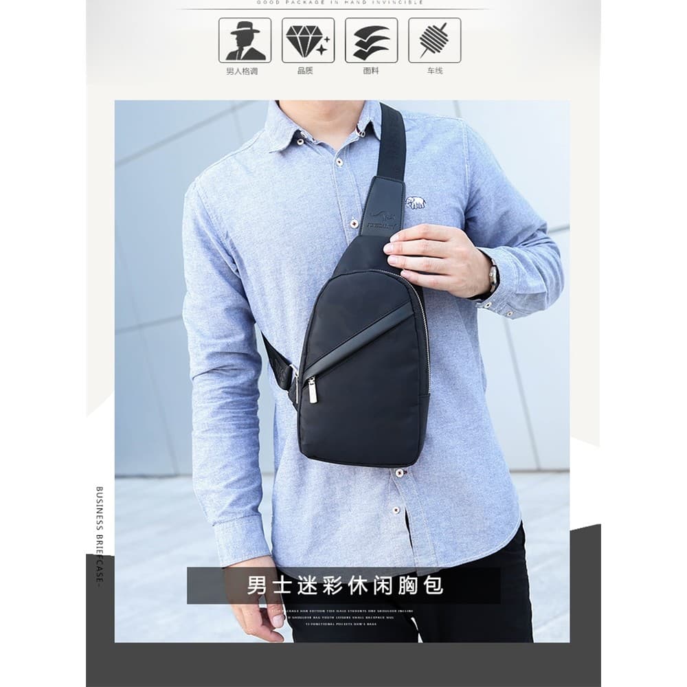 Mochila masculina versão coreana novo estilo bolsa de peito coreano Oxford pano ao ar livre pequena mochila masculina bo